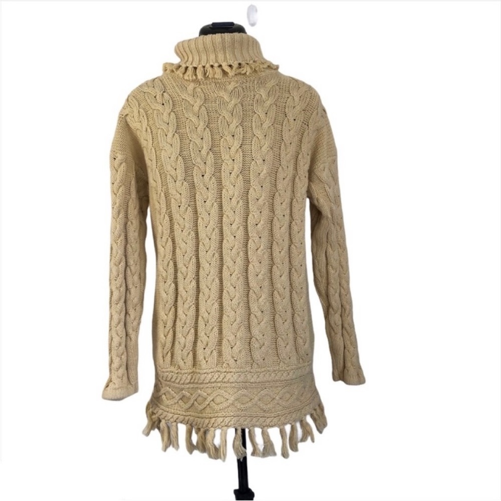 Yarnworks Vintage Yellow Knit Tassel Fringe Sweater